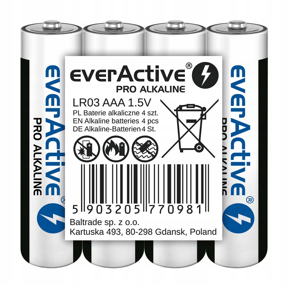 

Baterie Alkaliczne LR03 Aaa everActive Pro 4-pak
