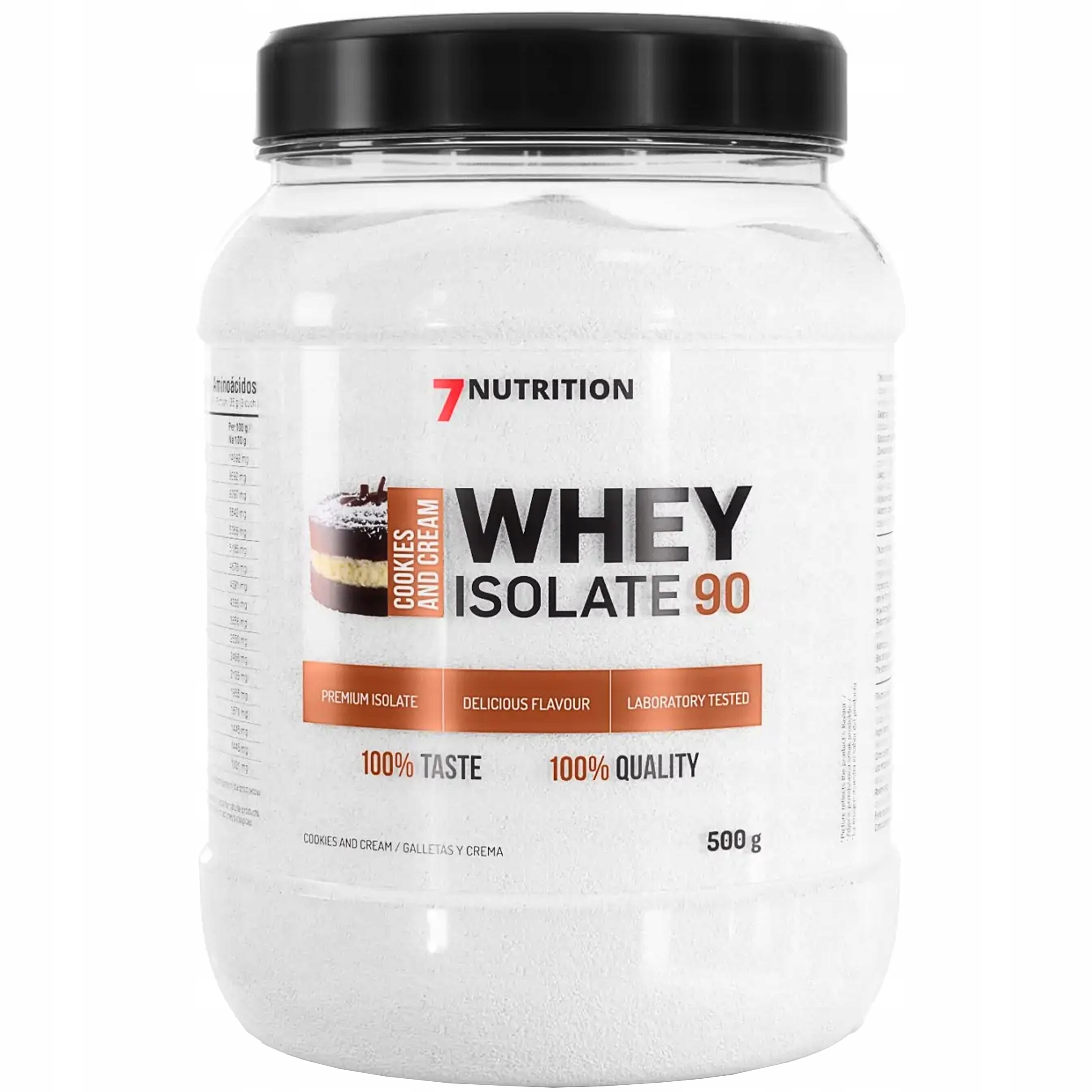 Proteinový izolát Wpi 7NUTRITION Whey 500 g Doplněk Stravy Cookie Cream bez laktózy