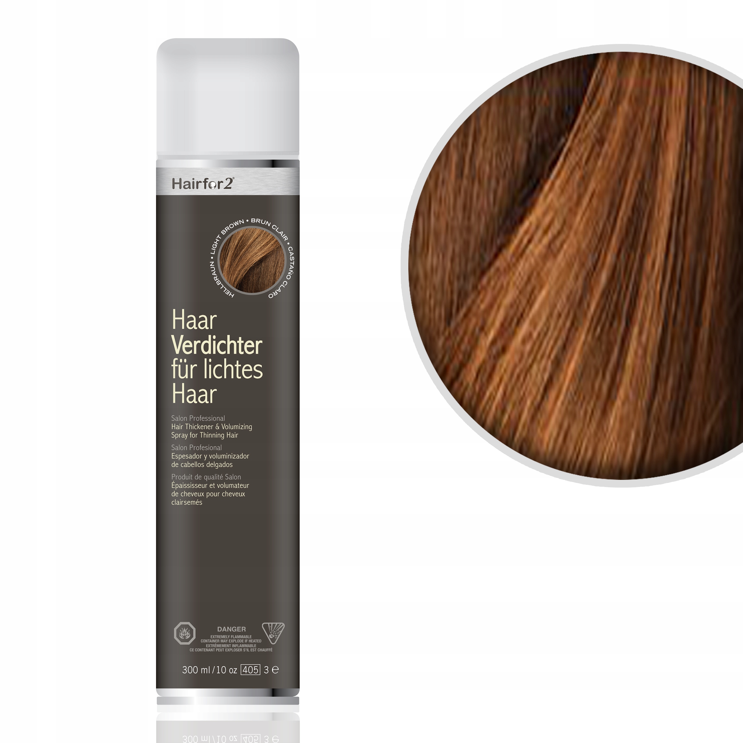 HairFor2 300ml Kaštanový Mikrovlákno Zahušťování Maskování