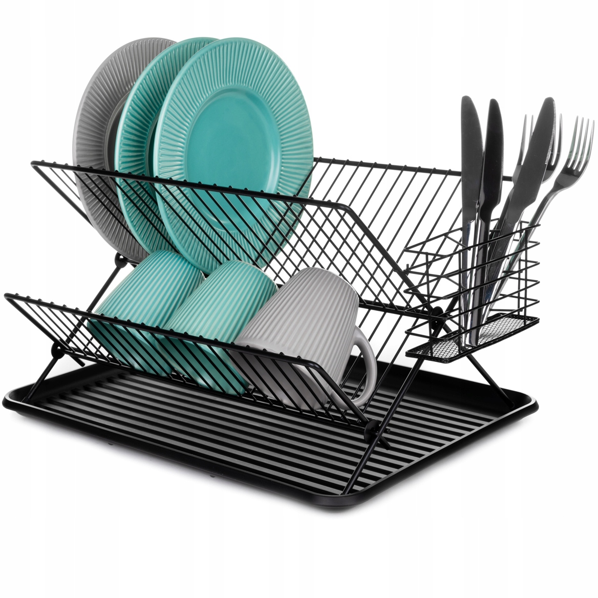 DWUPOZIOMOWA SUSZARKA DO NACZYŃ OCIEKACZ CZARNA METALOWA STYLOWA LOFT Stan opakowania oryginalne