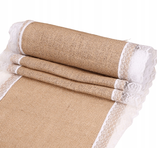 

Bieżnik juta na stół ślub komunia koronka 28x450cm