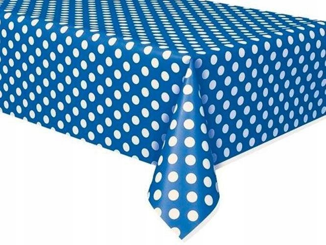 Obrus foliowy urodziny niebieski kropki