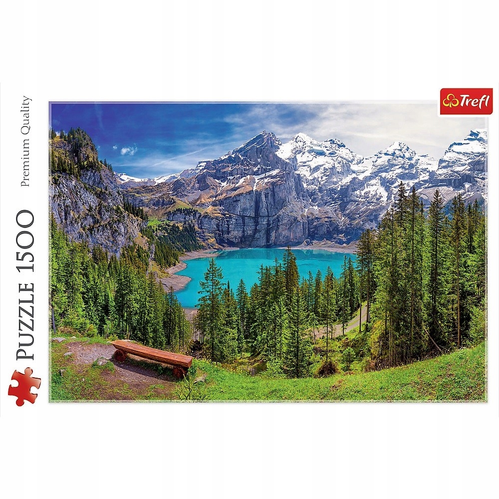 Puzzle 1500 elementów Jezioro Oeschinen, Alpy Waga produktu z opakowaniem jednostkowym 1 kg