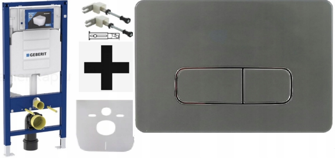 Wc rošt Geberit Duofix UP320 držiaky tlačidlo Moha gun metal podložka