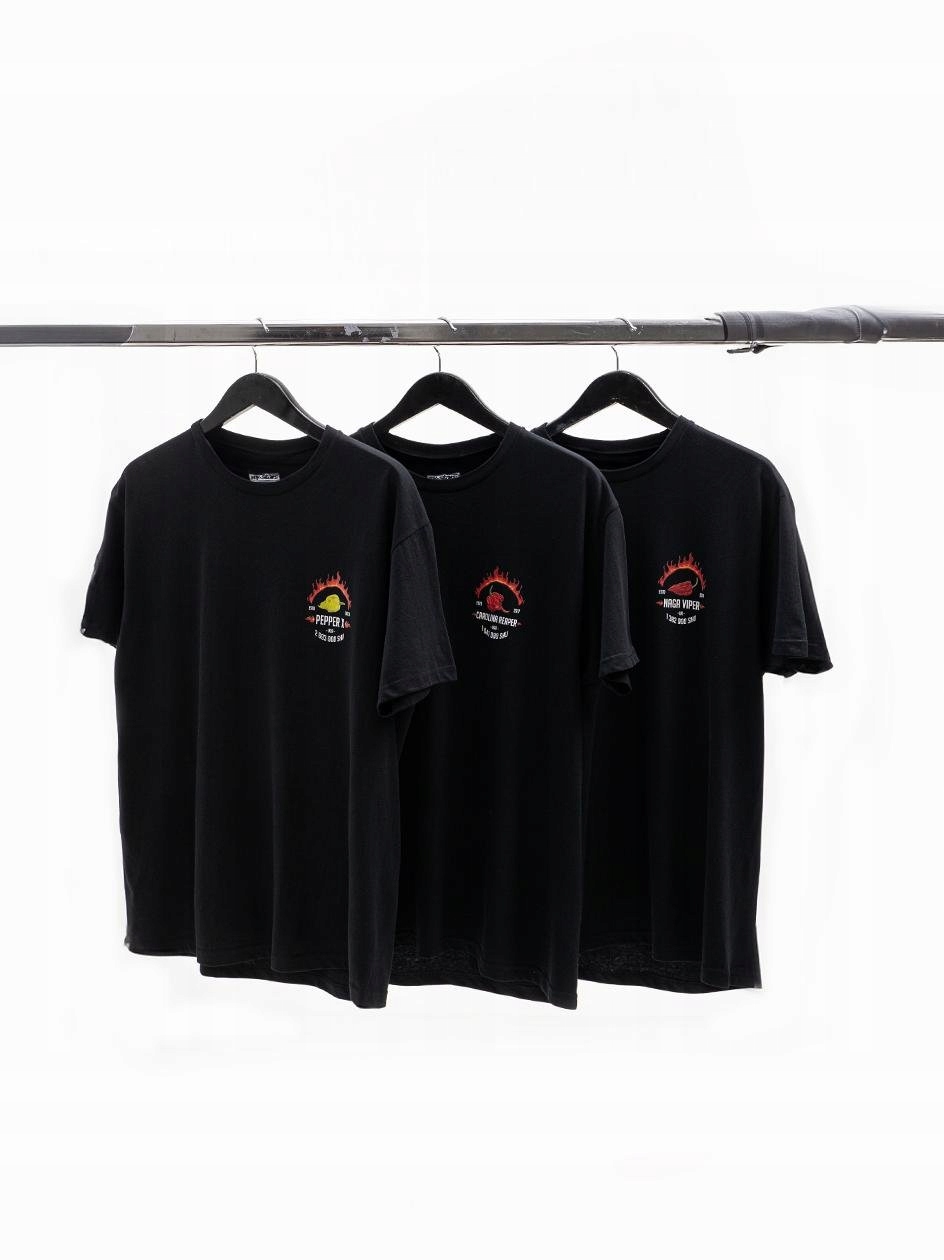 Sada 3 černých triček 100% Bavlna MyStars Papričky Peppers L