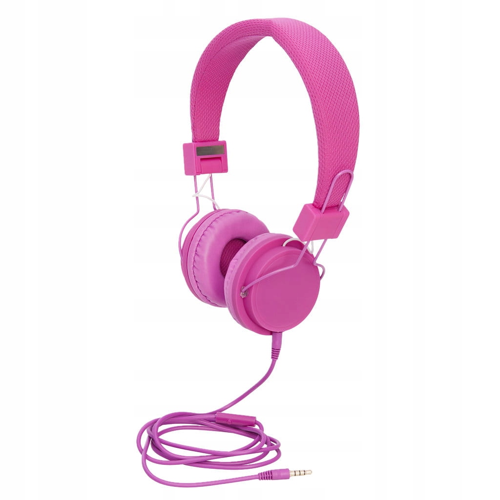 Słuchawki nauszne składane różowe jack do telefonu