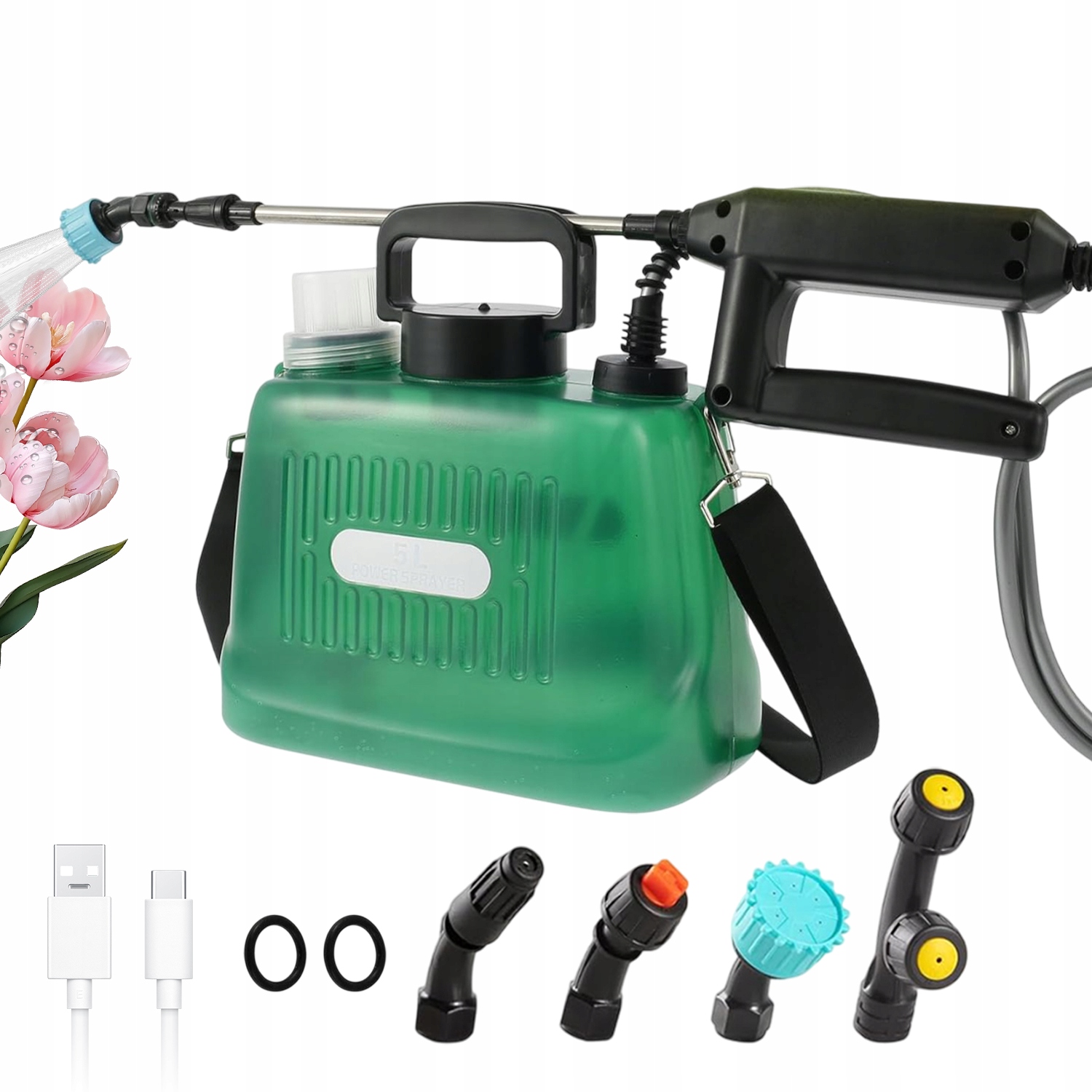 Akumulátorový Tlakový Postřikovač Na Rameno 8 L Dlouhá Lanka 4 Trysky