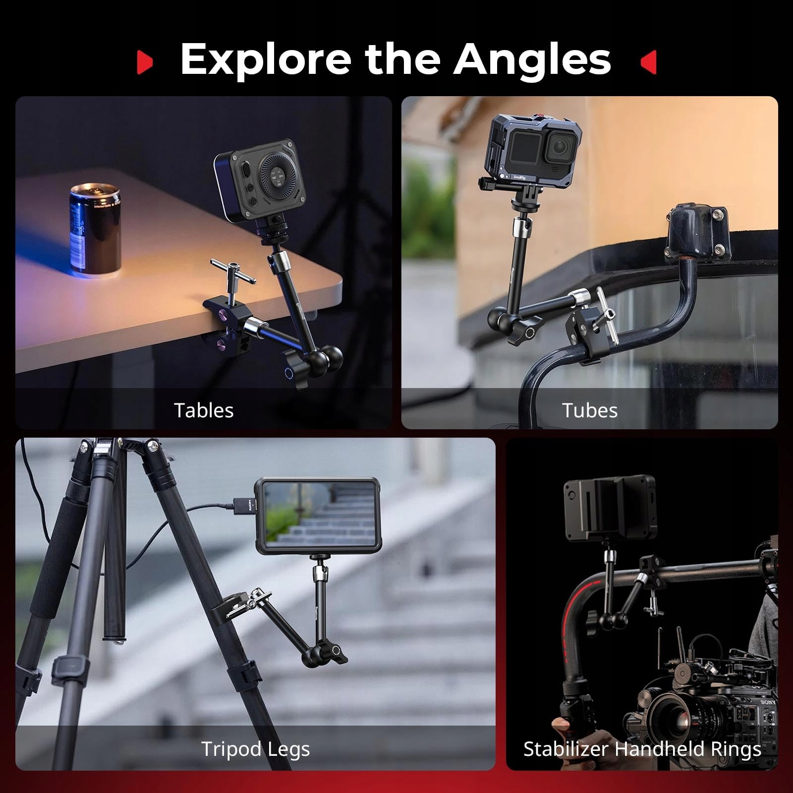 SMALLRIG 5605 Ramię Magic Clamp Uchwyt Do GoPro DJI Insta360 1 4 Cala — miniatura 7