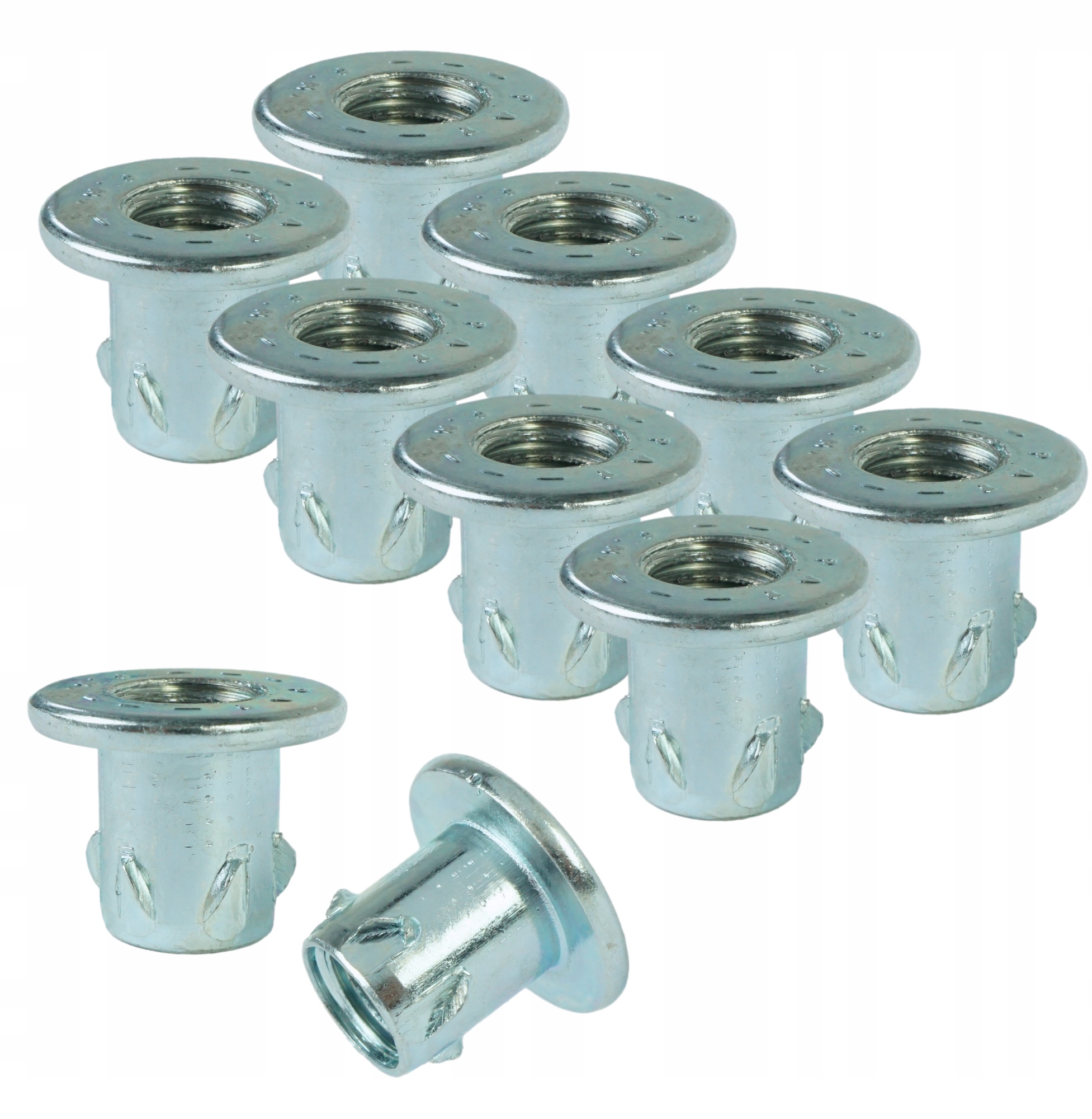 100 x Nátrubek M10 x 15 mm, zapichovací nábytková vpusť pro dřevo, nábytkové nohy