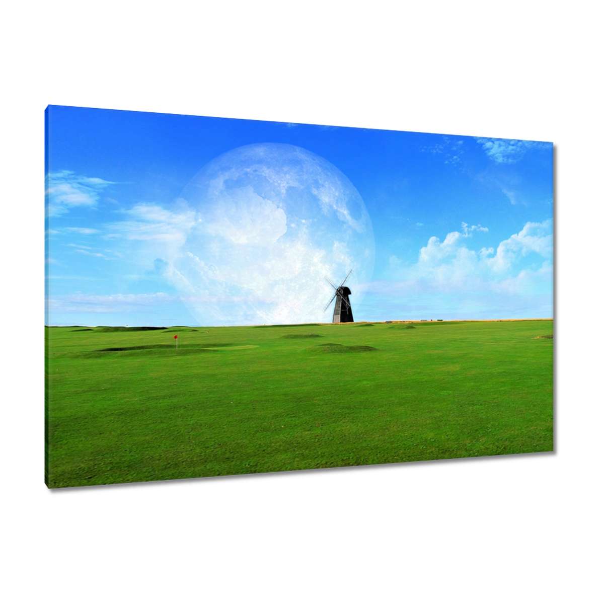 Obrazy 120x80 Golfové hřiště s větrným mlýnem
