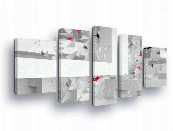 Obraz 170x100 Abstrakce geometrie triptych moderní šedá bílá červená