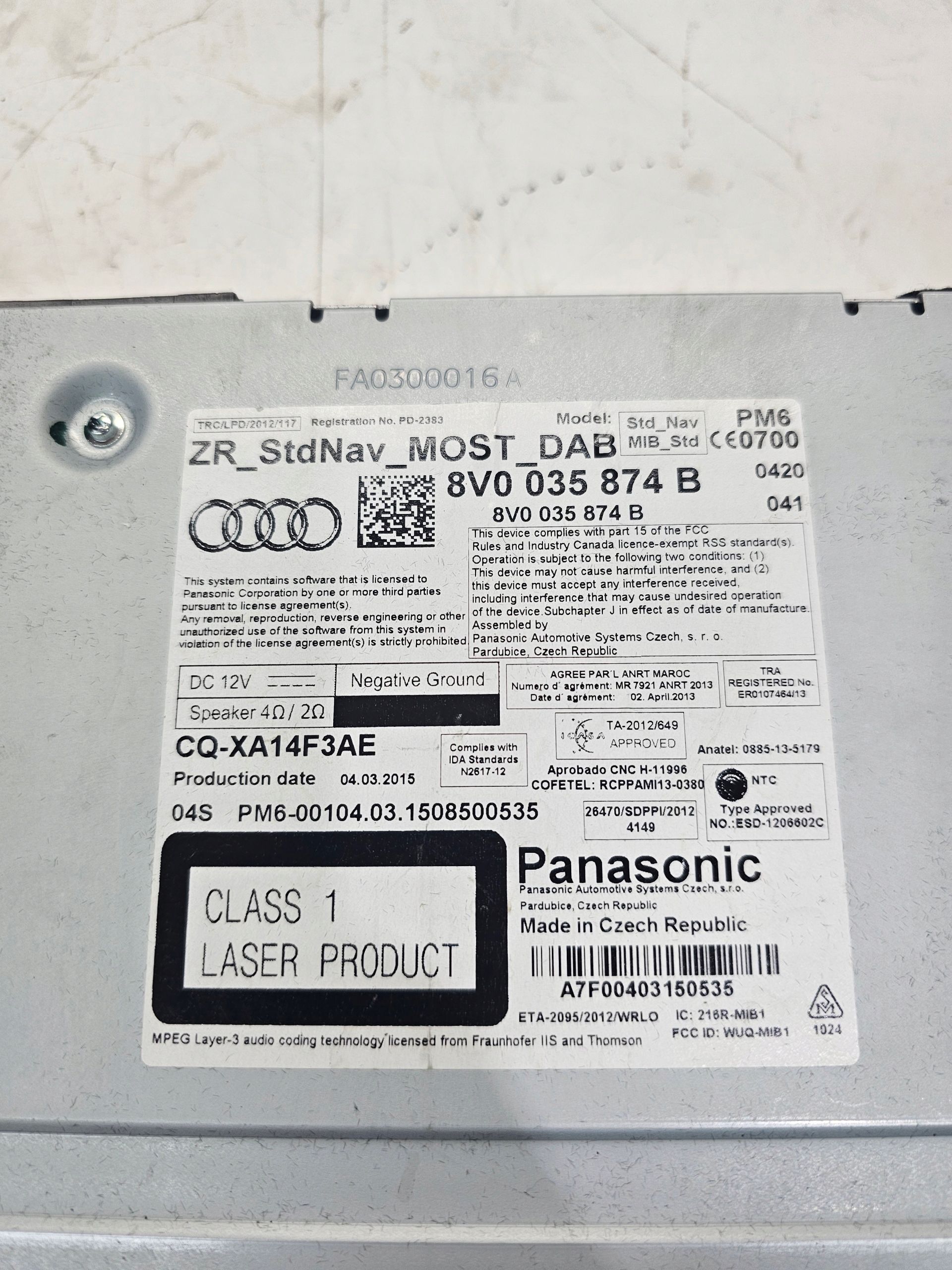 JEDNOSTKA MMI card reader AUDI A3 8V 8V0035874B