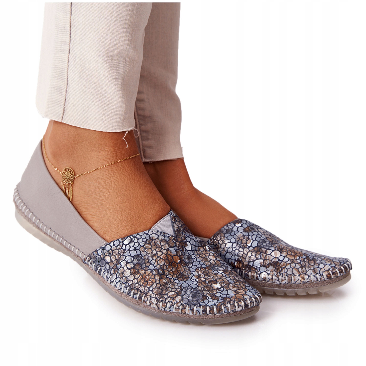 

Damskie Skórzane Baleriny Maciejka 01930 Popiel 38