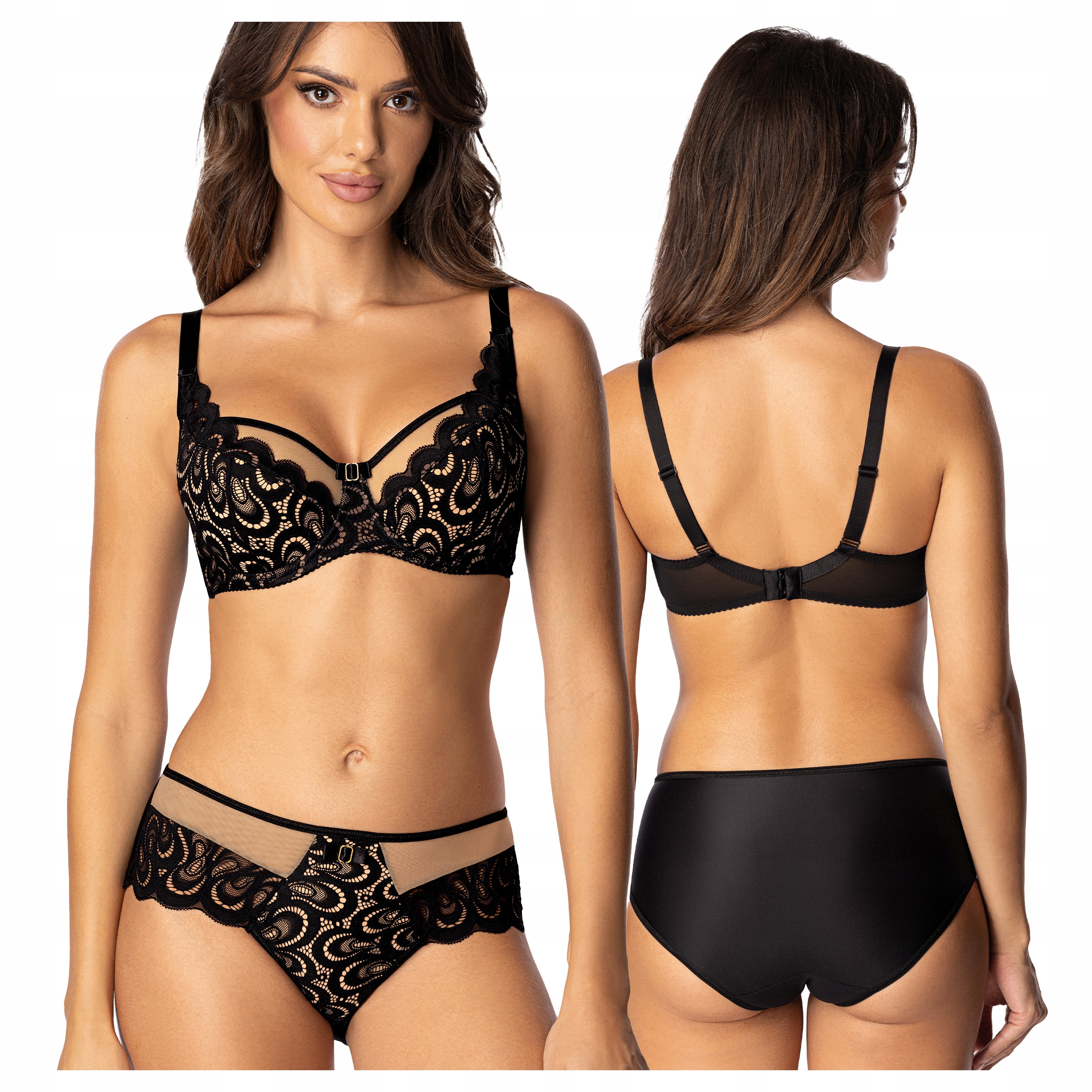 Elegantní sada dámského spodního prádla Semi Soft Figi Černá 95D+2XL