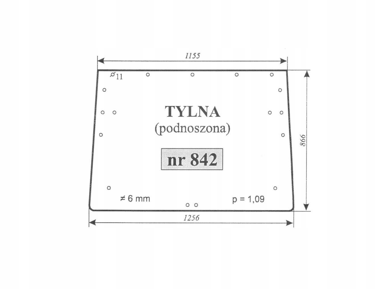 SZYBA TYLNA PODNOSZONA RENAULT 842 7700062092