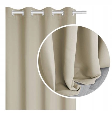 ZASŁONA GOTOWA 140x250 BEŻ HOLD KÓŁKA Wzór gładki