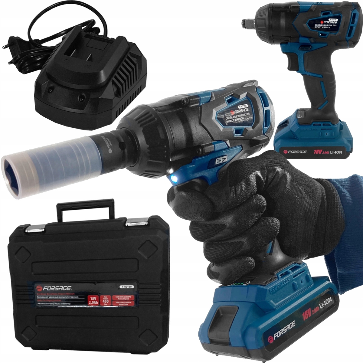 Rázový uťahovák 450NM 18V 2.0AH Li-ion Forsage