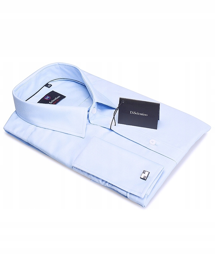 

Koszula Męska gładka błękitna spinkę slim fit 46