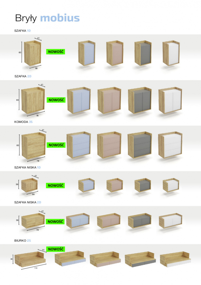 Halmar MOBIUS SZAFKA 2D hikora naturalna szary Kolekcja Mobius