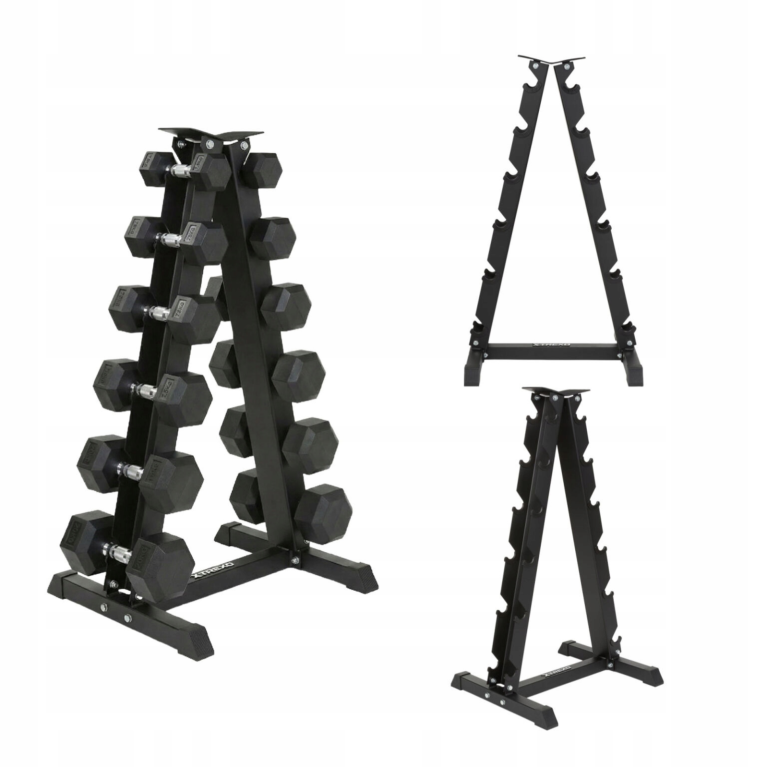 Stojak na hantle Xtrexo 140 kg stabilny stojak treningowy czarny