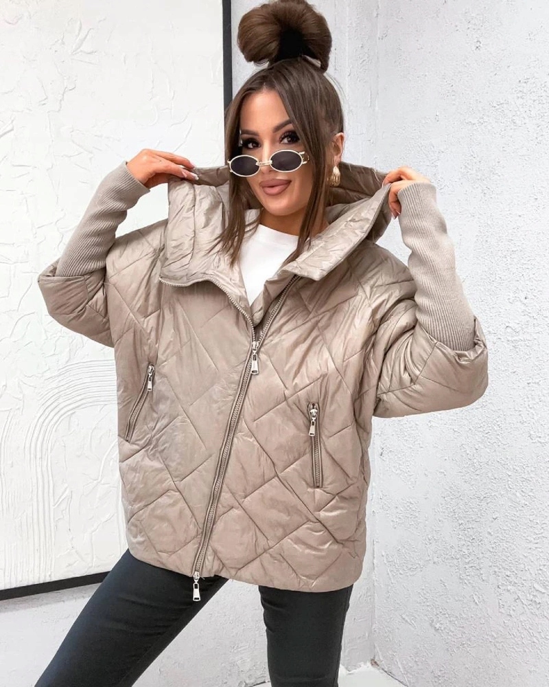 Pikovaná Bunda Kapuce 6701 Tmavě Béžová XL (42)