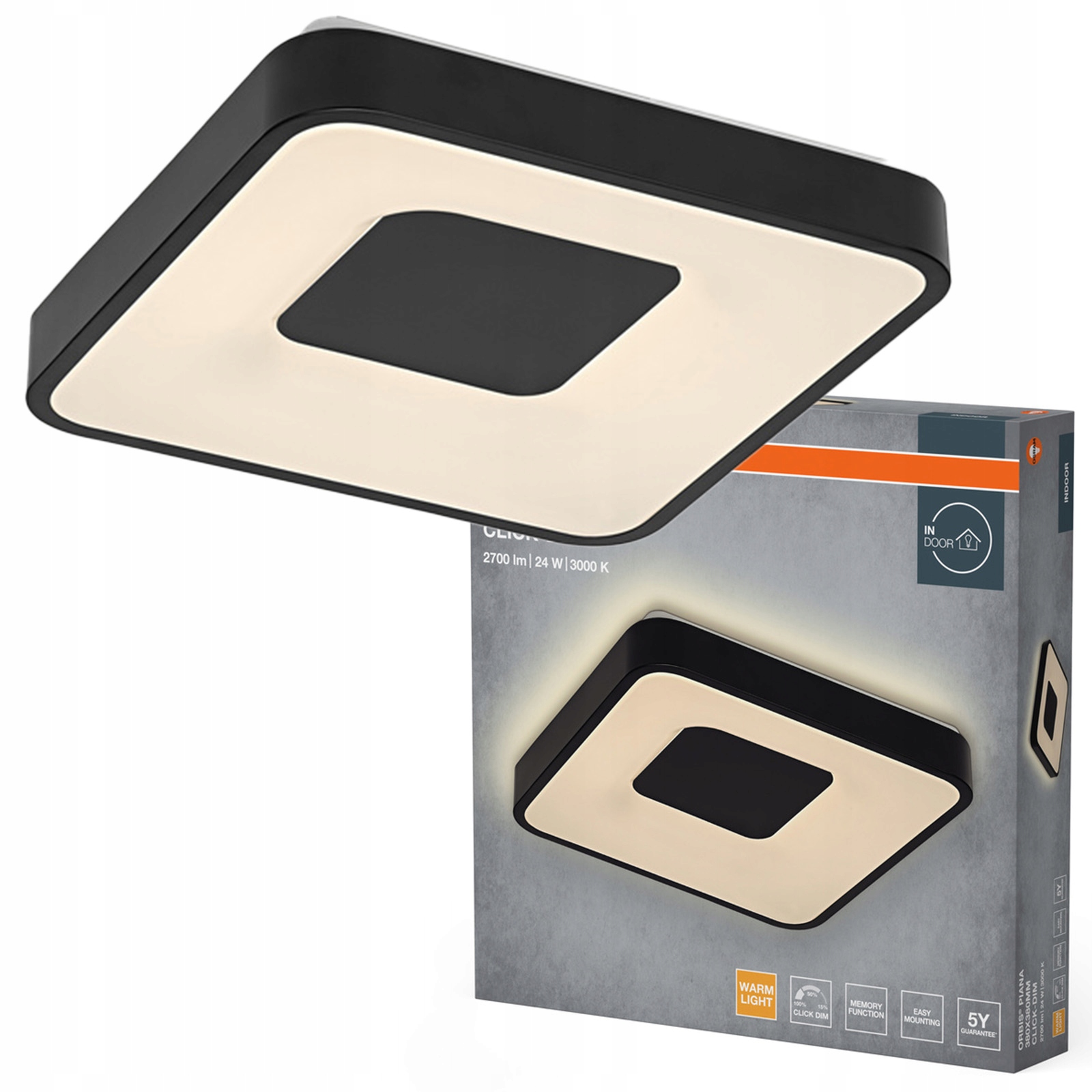Stropní Svítidlo Led nástěnné svítidlo 24W 1450lm 3000K teplá černá Orbis Osram
