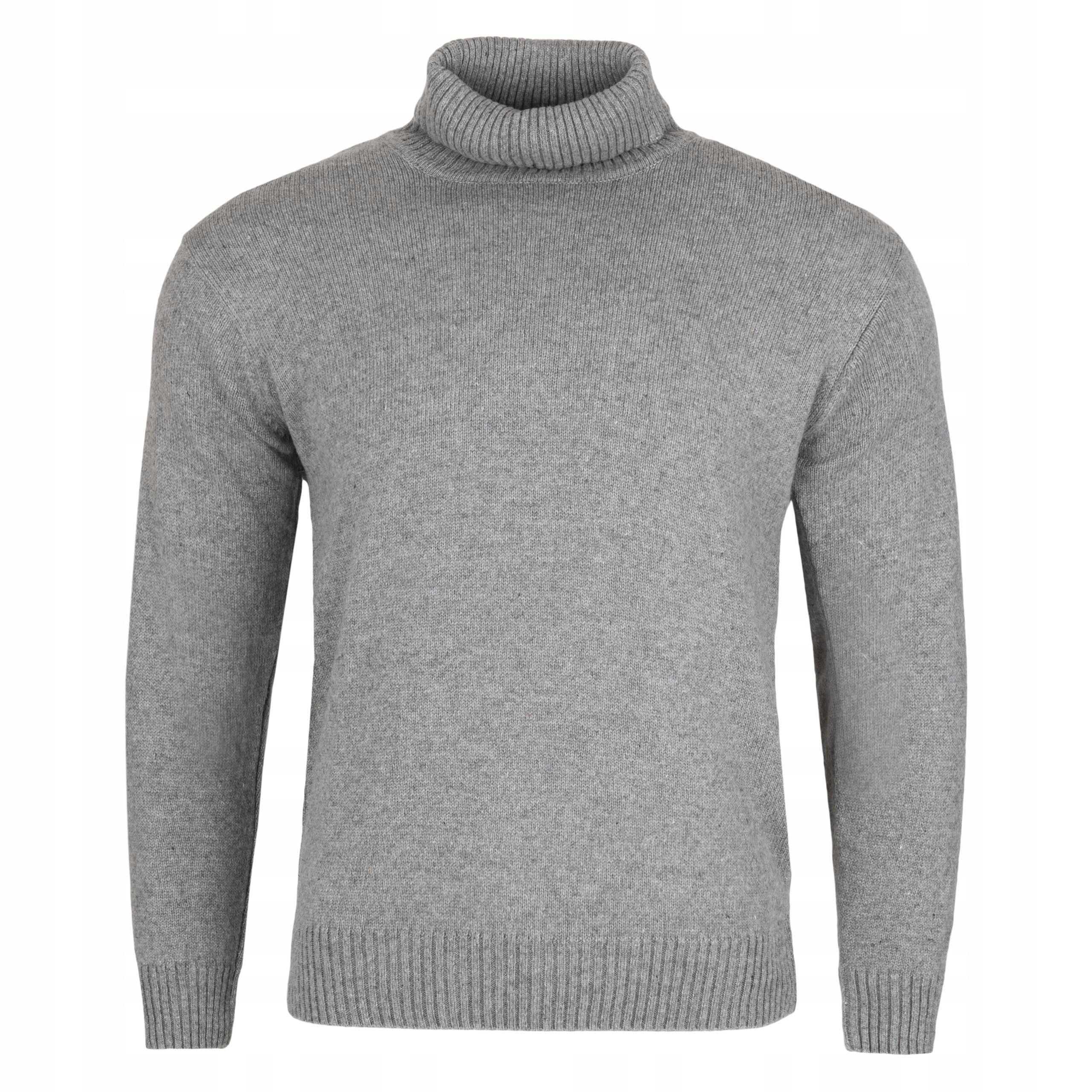GOLF MĘSKI WEŁNIANY SWETER ŚR. SZARY! XXL SW638