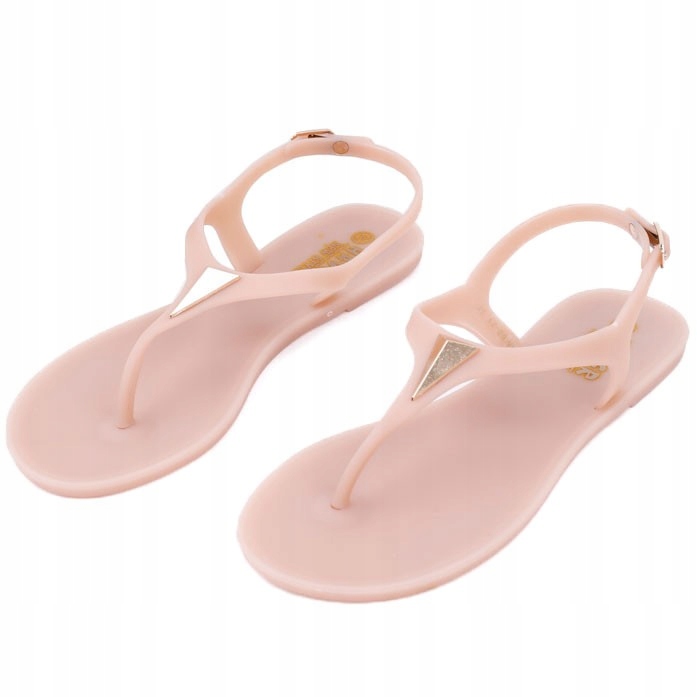 BEŻOWE SANDAŁY DAMSKIE JAPONKI PŁASKIE GUMOWE MELISKI SANDAŁKI WYGODNE