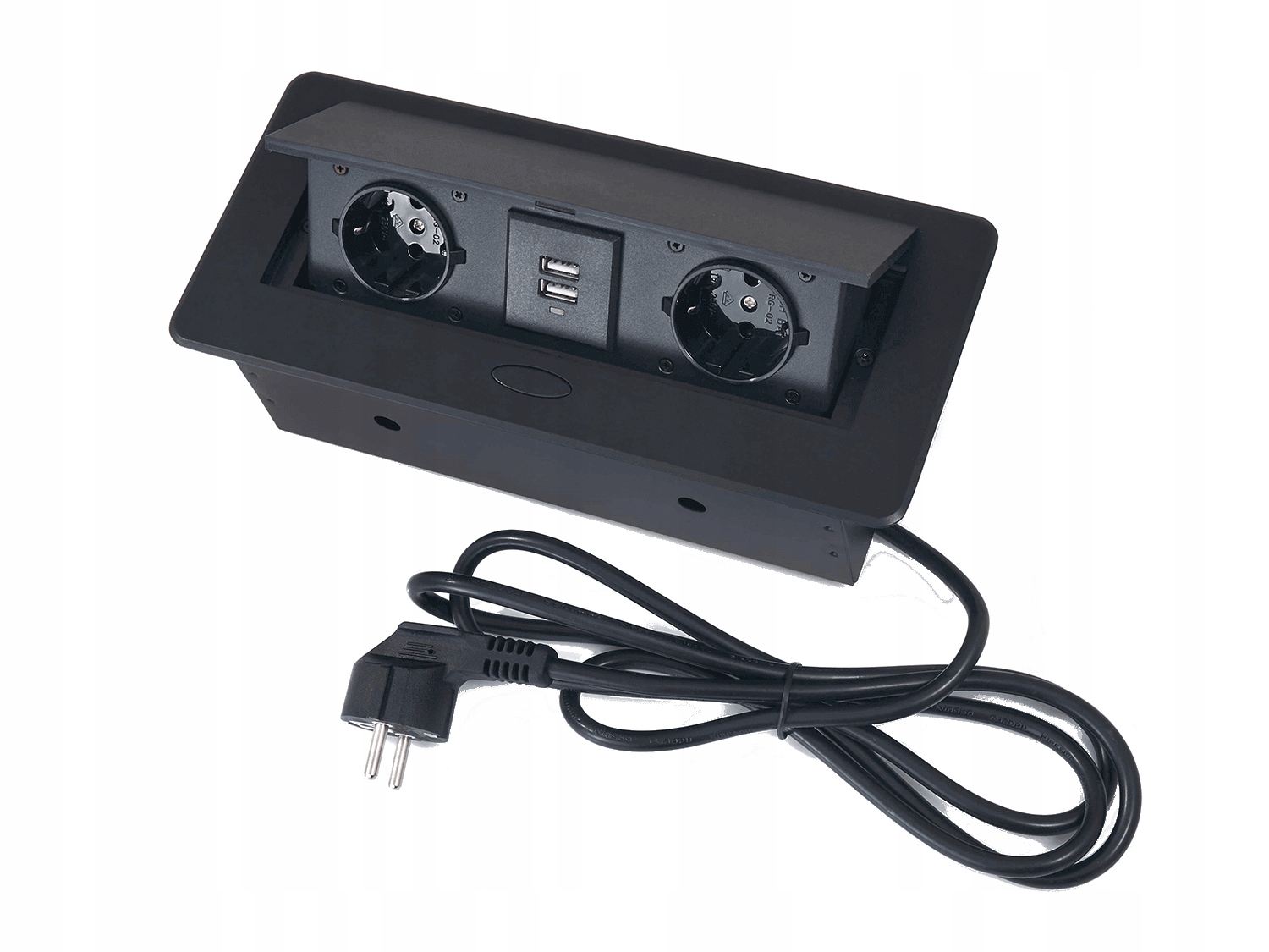 

Gniazdko Wpuszczane W Blat 2X230+2XUSB Czarne