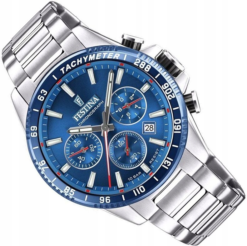 Nowy Zegarek Męski Festina F20560/3 Timeless Chrono Blue WR100 +box 45mm