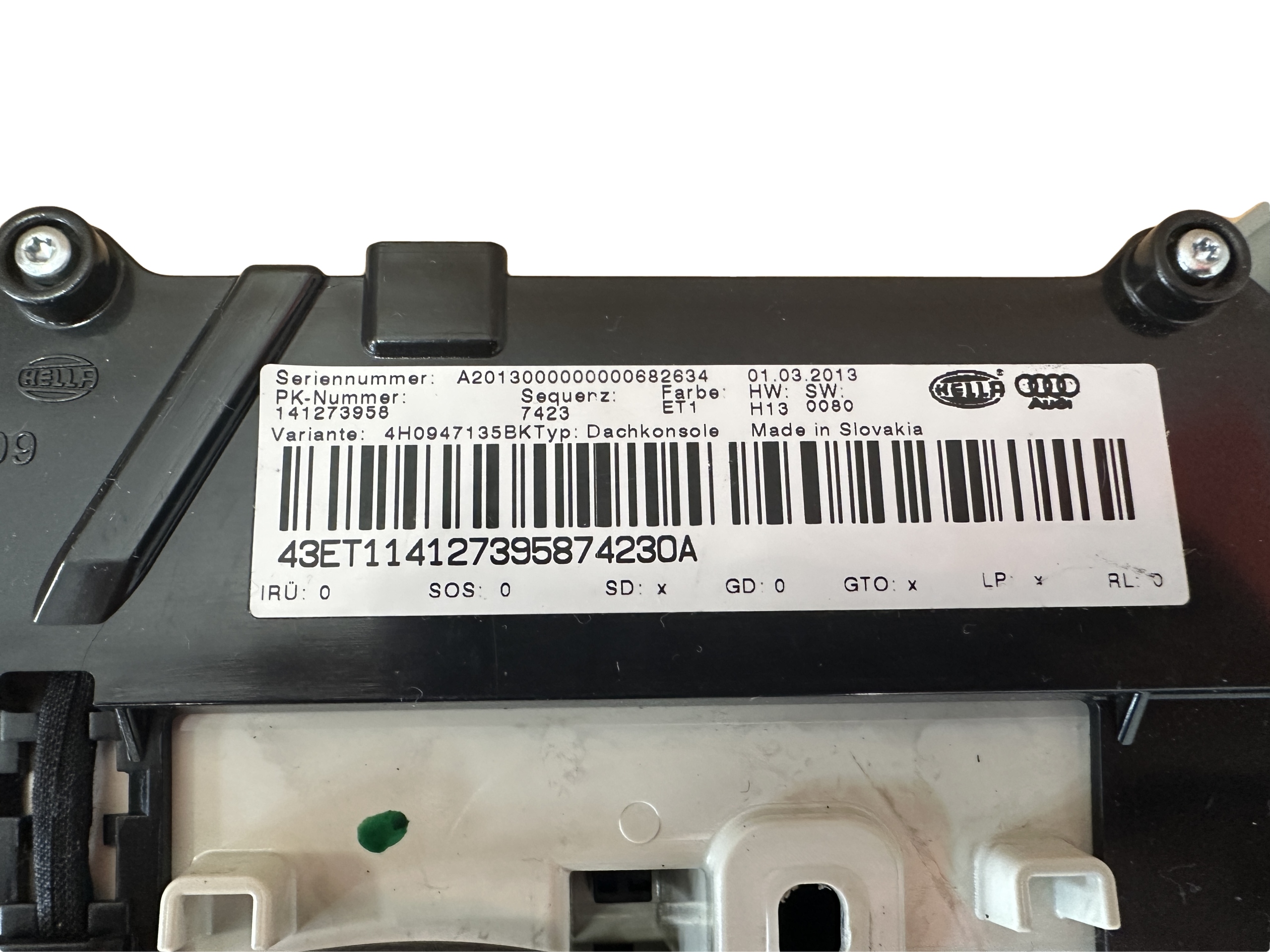 AUDI A8 4H D4 FANALE interna CIELO INTERNO 4H0947135BK