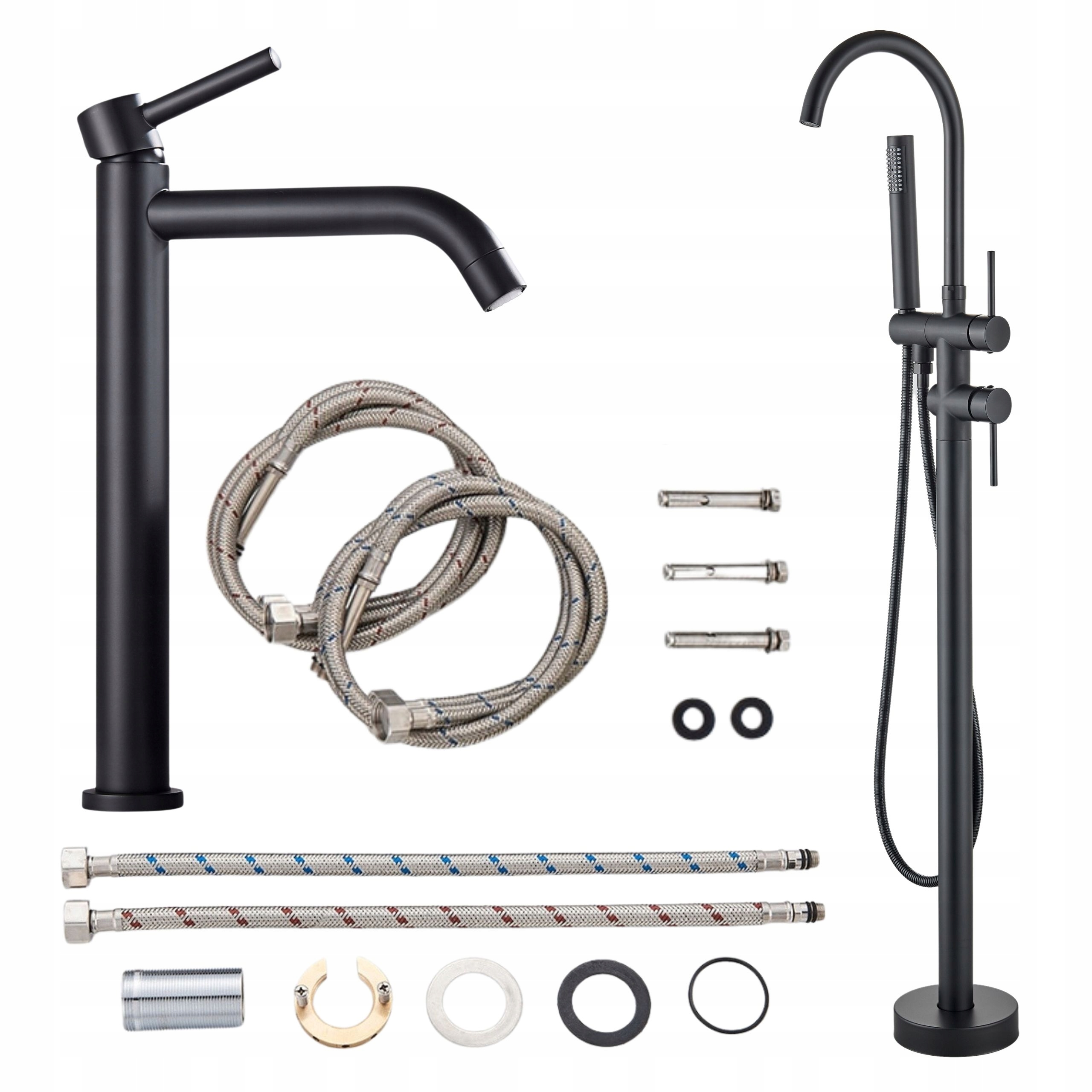 Koupelnová Sada Volně Stojící Umyvadlová Vanová Baterie Na Desku, Černá