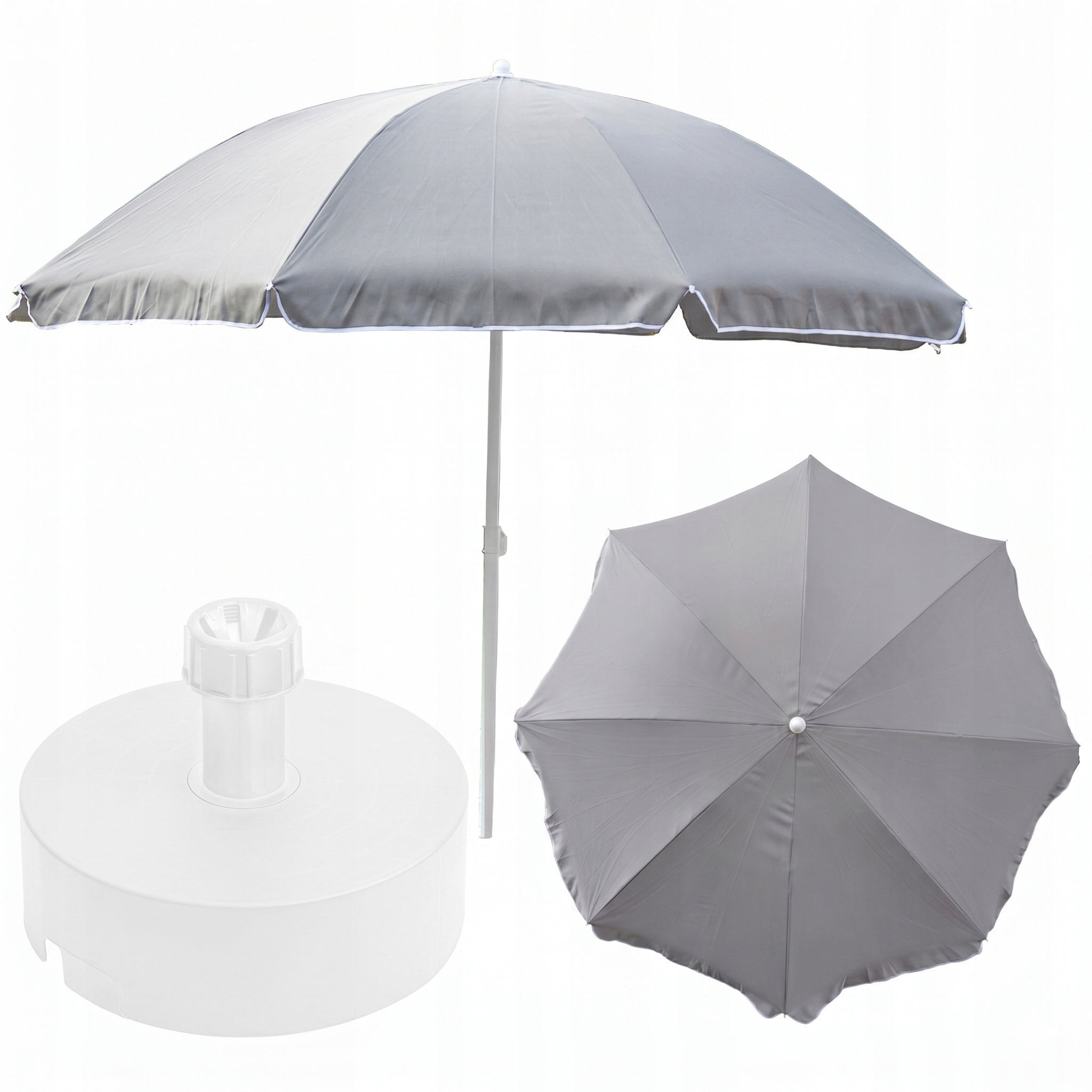 Parasol ogrodowy plażowy 240cm duży łamany z podstawą stojak okrągły zestaw