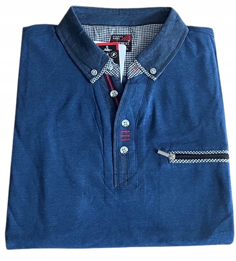 KOSZULKA POLO DŁUGI RĘKAW MĘSKA BAWEŁNA 3XL Kolor niebieski