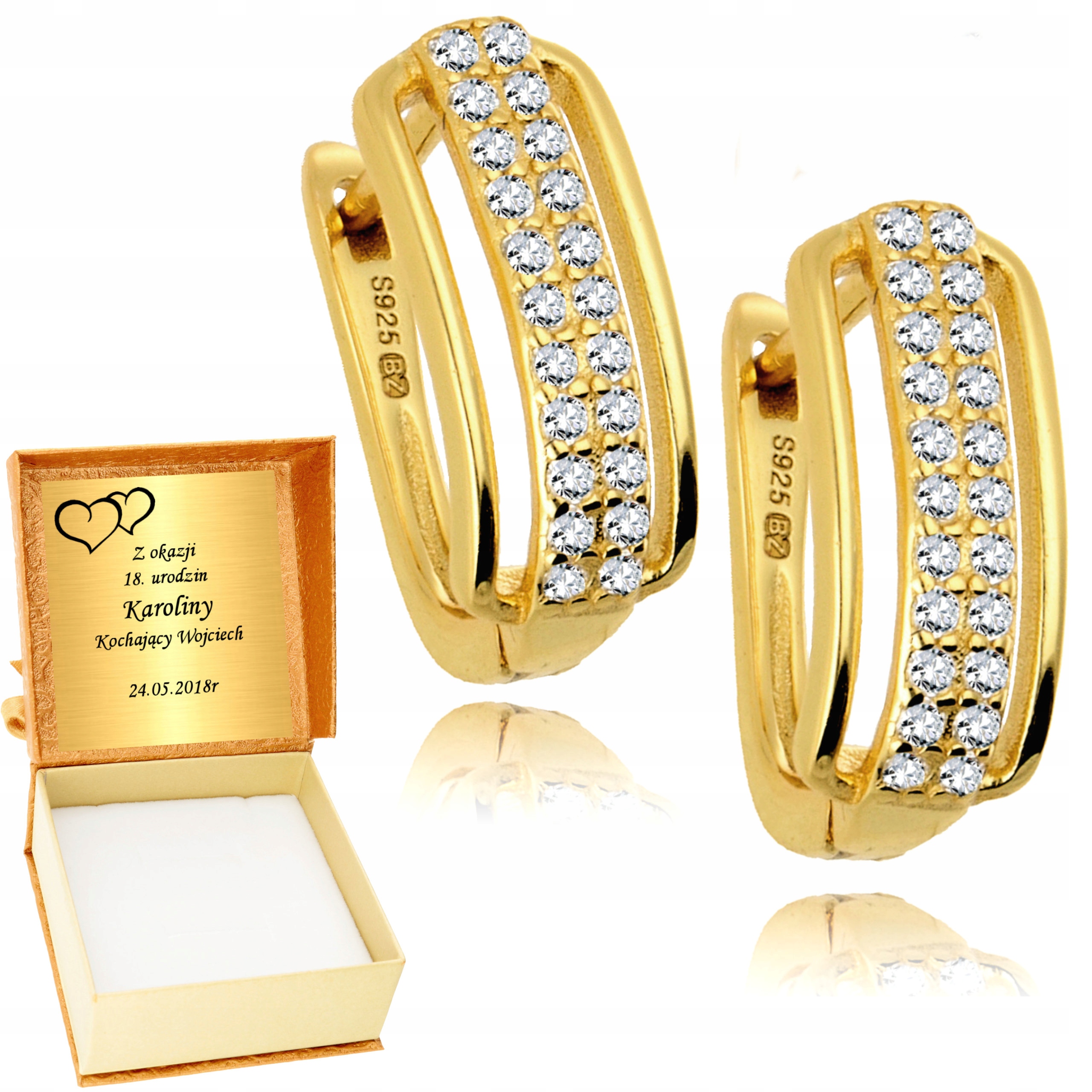 

Złote Kolczyki 925 Angielskie dla Kobiety Grawer