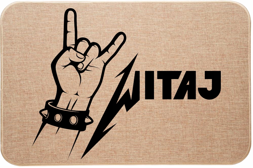 Stierač dverí Ľanový Rocková potlač Rock vládne Vitaj Welcome