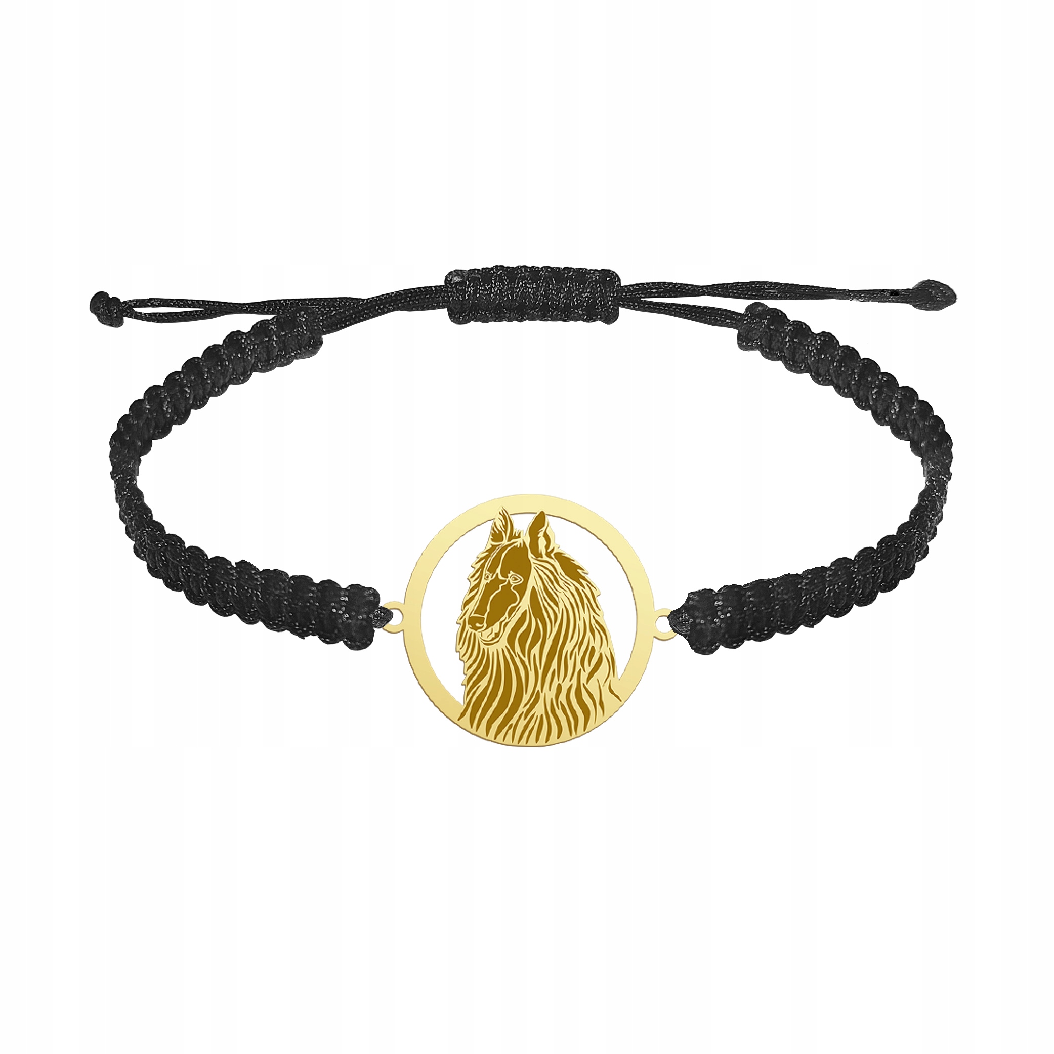 Zlatý náramek z belgického ovčáka Groenendael 925 Makramé Gravírování