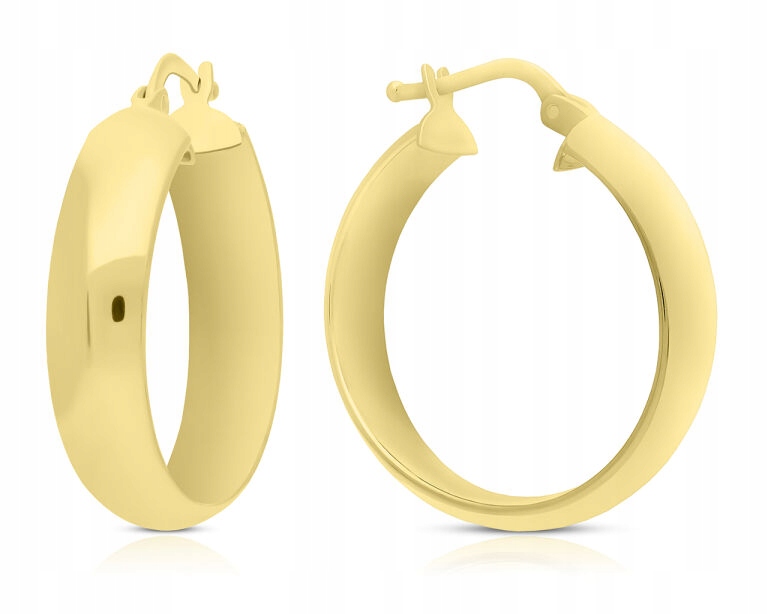 Zlaté Kruhové Náušnice Hladká Široká kolečka Dámská pr. 585