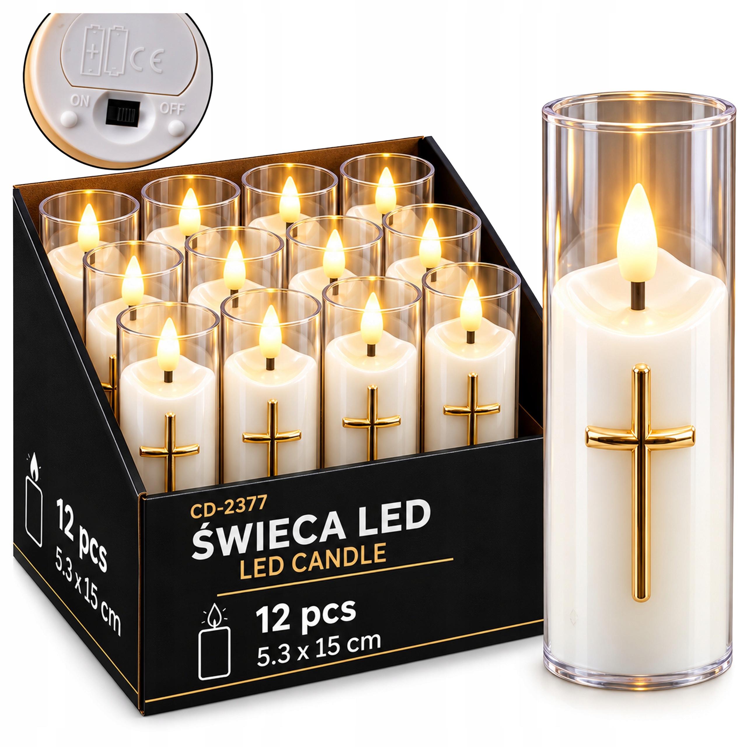 Elektrické Led Svíčky Sada Svíček 12 ks Bezplamenné Na Baterie 15 cm