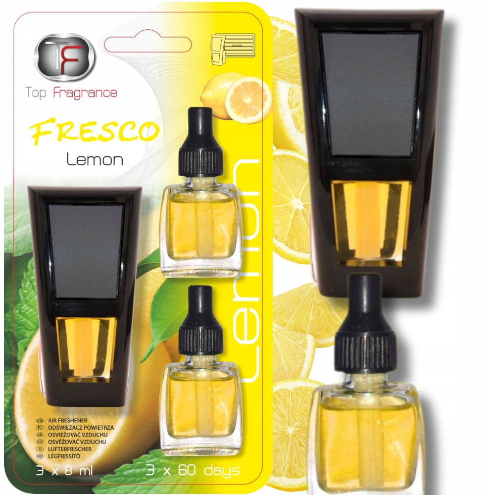Zapach do samochodu kratki nawiewu Długotrwały 3 x 60dni Fresco 3w1 Lemon