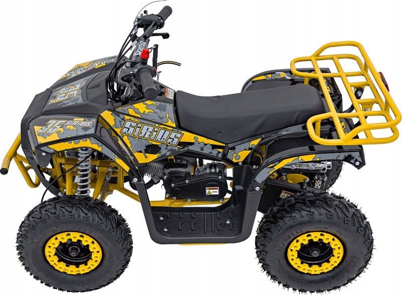 ŻÓŁTY QUAD ATV SILNIK SPALINOWY DWUSUWOWY 50CM POMPOWANE KOŁA