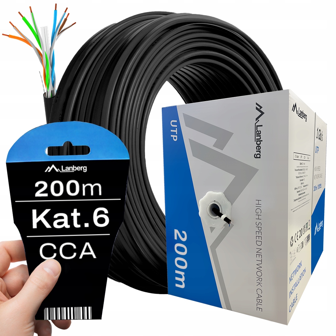 Kabel Przewód Sieciowy Lan Skrętka RJ45 Utp KAT.6 CAT.6 200M Lanberg
