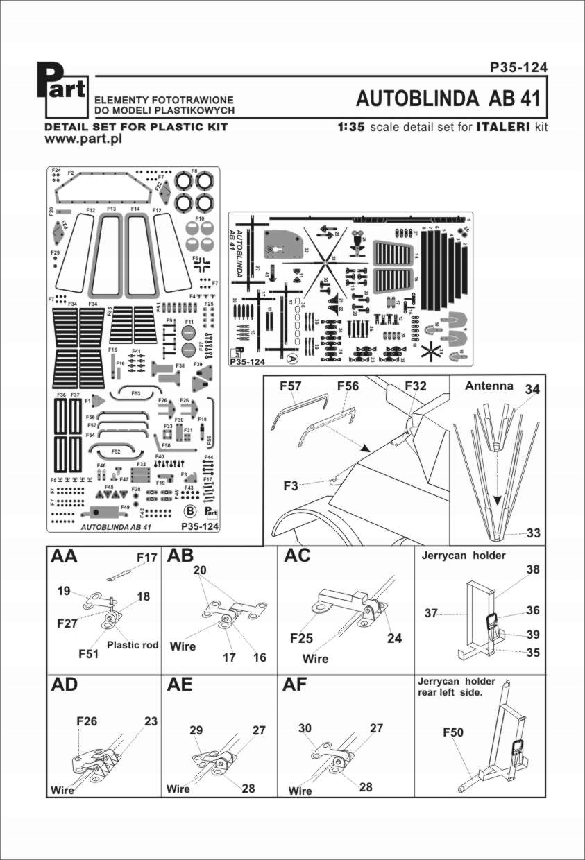 Part P35-124 1/35 Autolinda Ab 41 (Italeri)