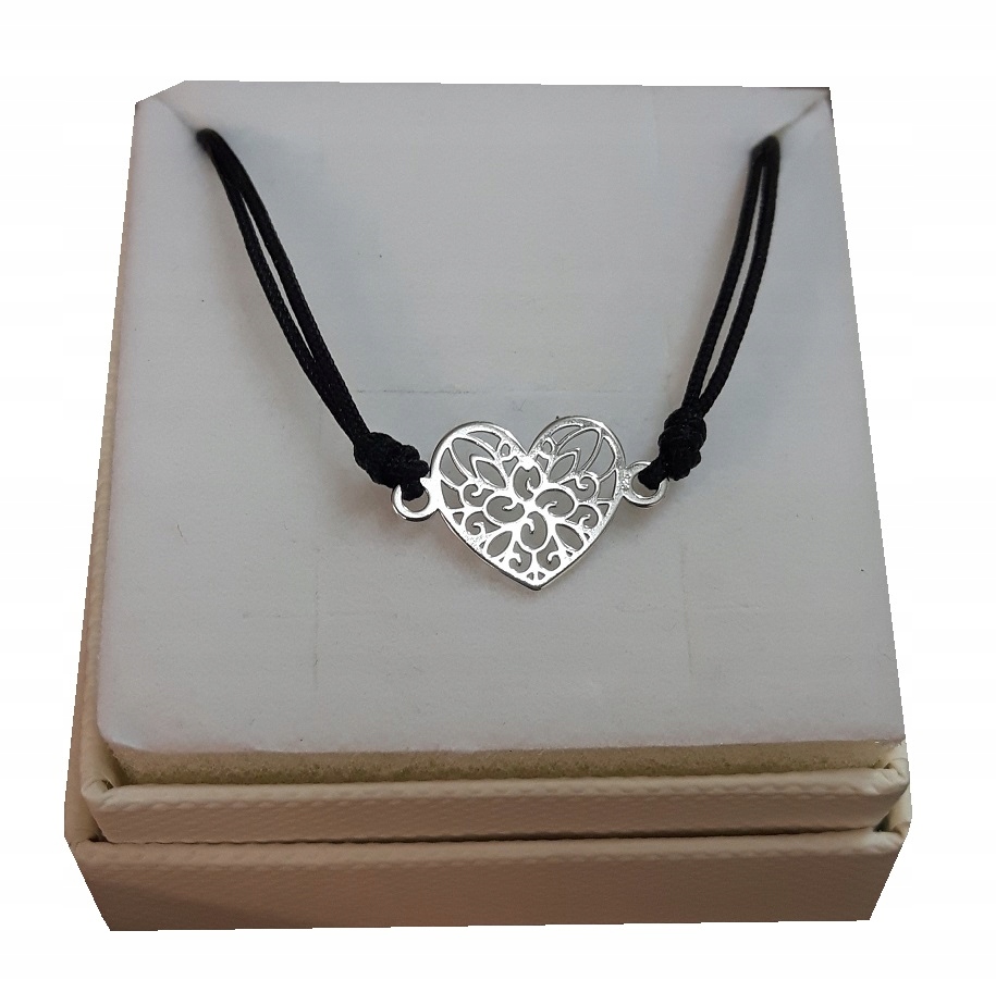 

Bransoletka sznurkowa Serce ażur ażurowe srebro925