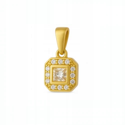 Zlatý Přívěsek 585 Přívěsek s čtvercovým zirkonovým rámečkem a zirkony