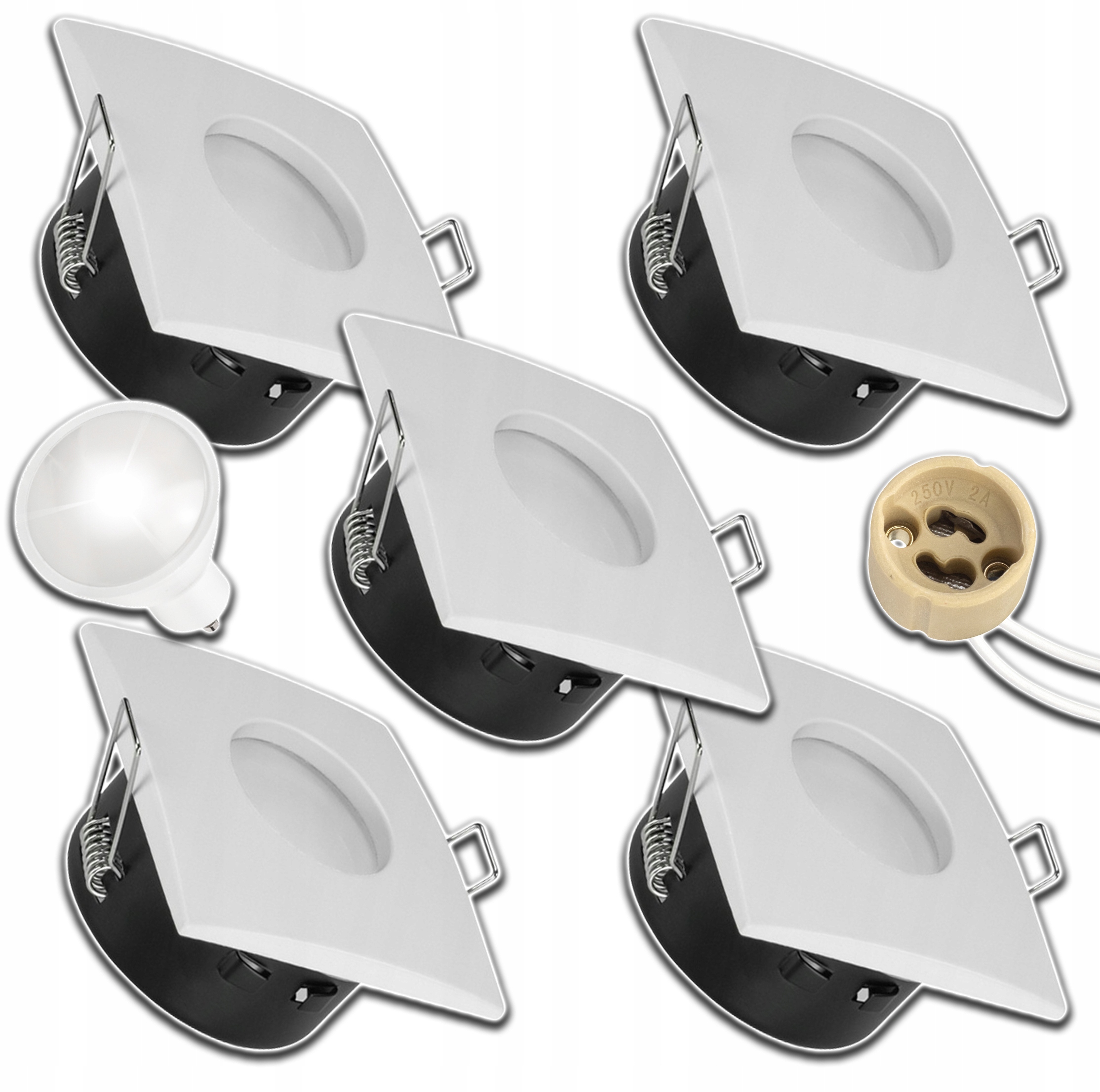 5xHERMETICKÉ Halogenové Svítidlo GU10 Na Podbití+led Žárovka 1,5W Neutrální