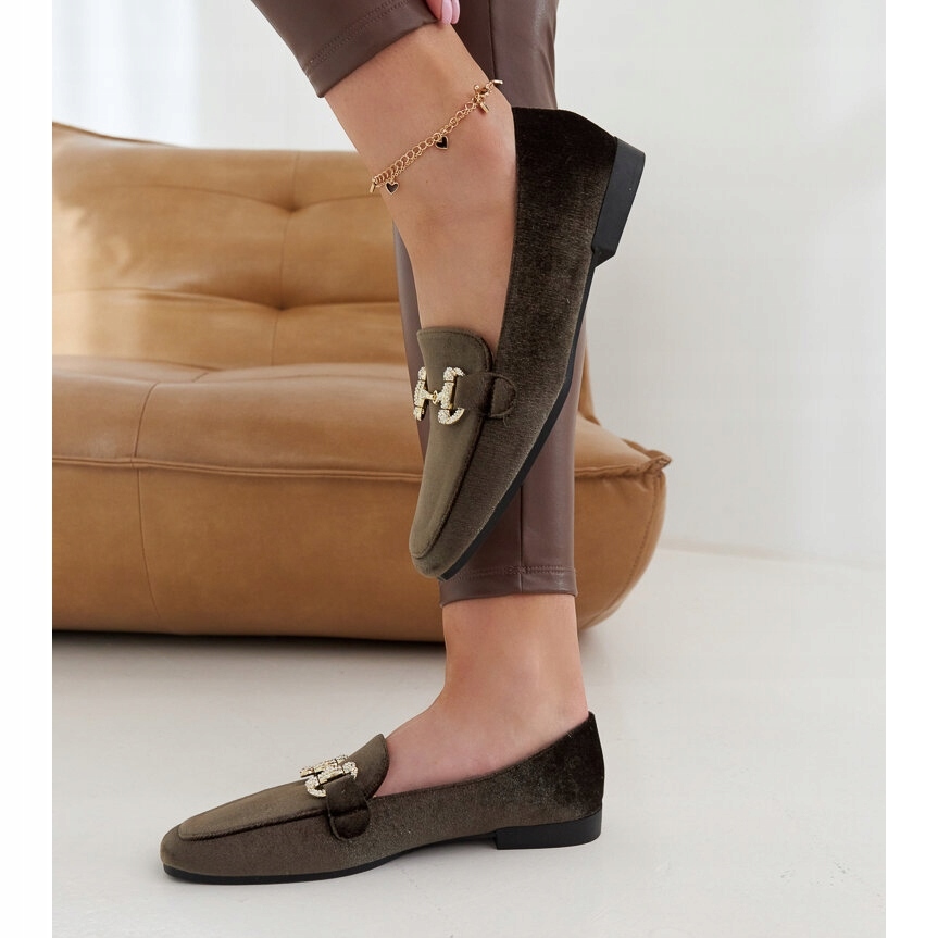 Zielone Inny materiał Buty Mokasyny r.38 Marka bez marki