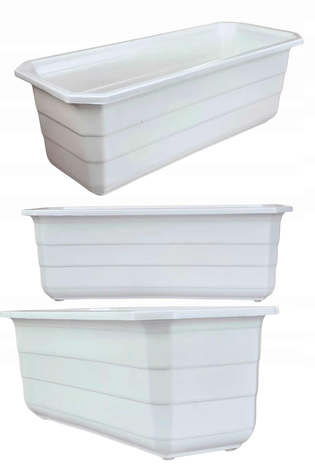 10 x Doniczka balkonowa, Skrzynka na kwiaty 40x16,5 cm, Biała