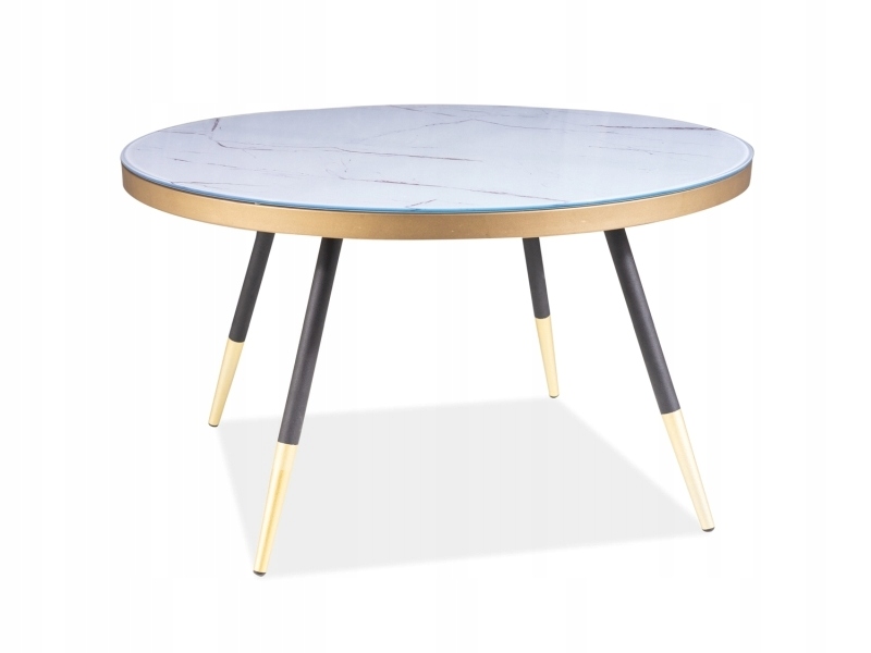 Lavica stolík Vega B biela mramor/čierna, priemer 80 cm, Sig