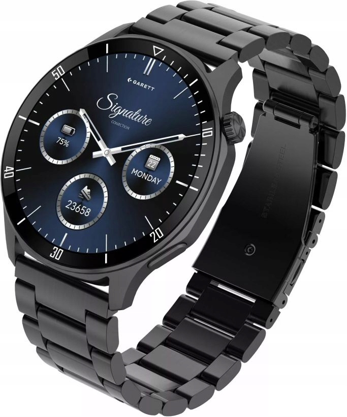 Elegantná Meski Smartwatch Garett Prime Čierna Slim Puzdro Sada Pás